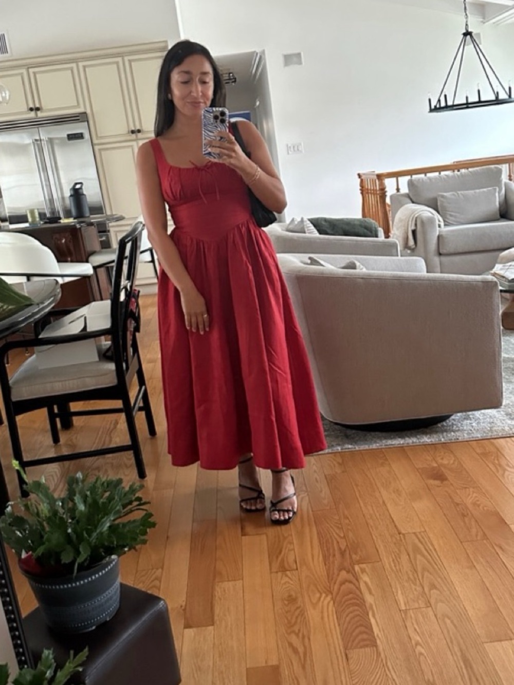 Reformation Red Linen Midi Skirt Dress - Picture 3 of 5